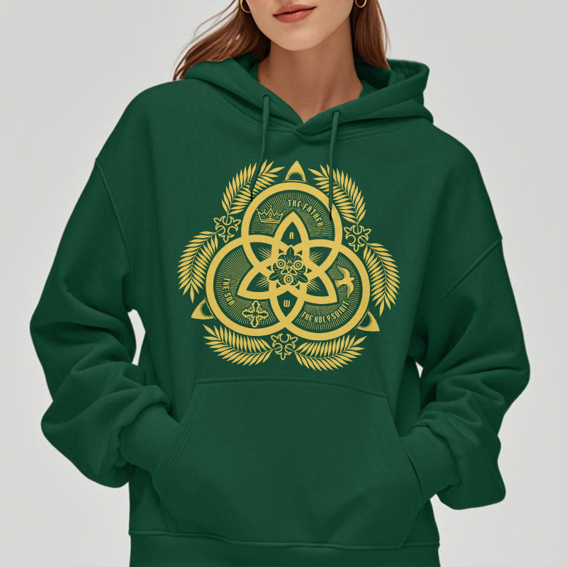 Classic Style Divine Unity Gold Sacred Emblem Fleece Lined Polyester Hoodie - image 2