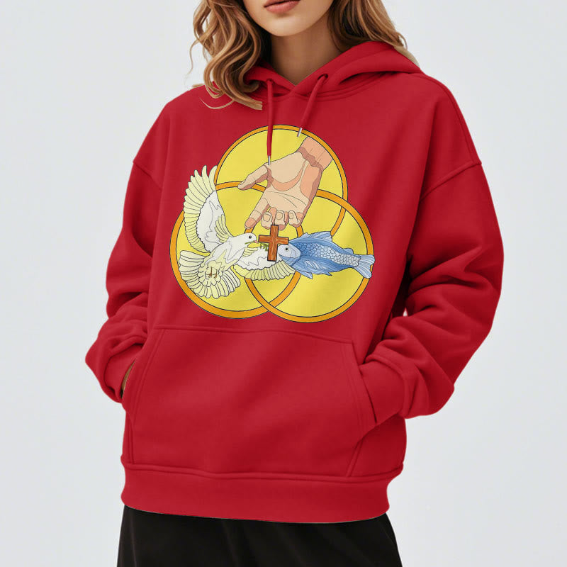 Colored Style The Holy Trinity Cross Emblem Fleece Lined Polyester Hoodie - image 1