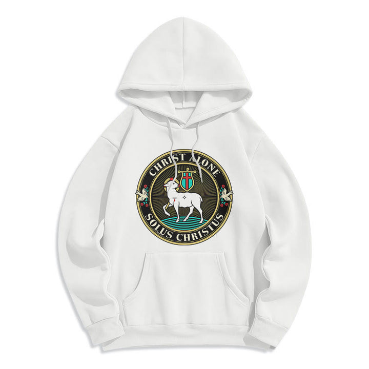 Modern Style Christ Alone Lamb of God Fleece Lined Polyester Hoodie - White - 2XL - image 10