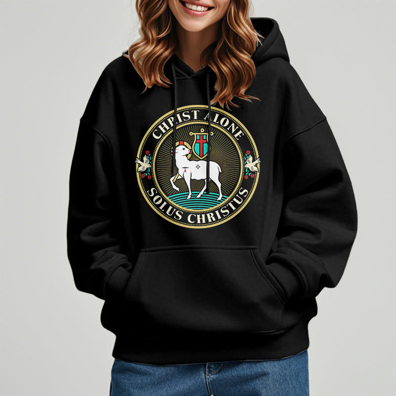 Modern Style Christ Alone Lamb of God Fleece Lined Polyester Hoodie - image 8