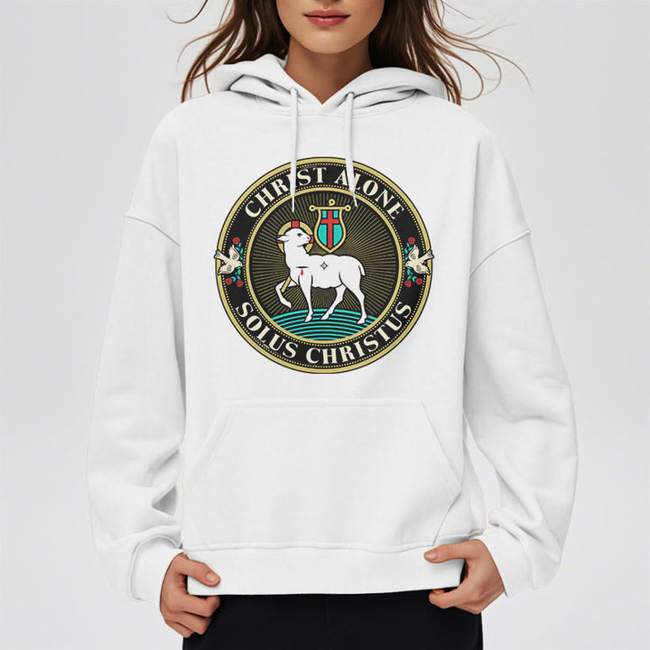 Modern Style Christ Alone Lamb of God Fleece Lined Polyester Hoodie - image 13