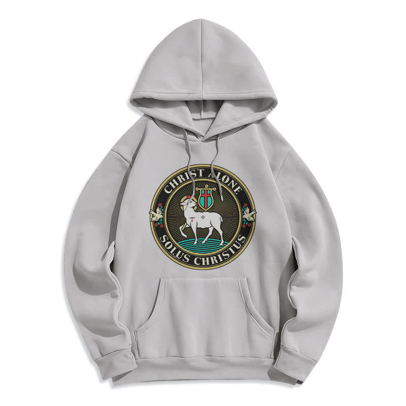 Modern Style Christ Alone Lamb of God Fleece Lined Polyester Hoodie - Grey - 2XL - image 30