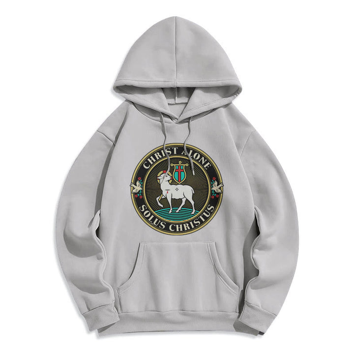 Modern Style Christ Alone Lamb of God Fleece Lined Polyester Hoodie - Grey - 2XL - image 30