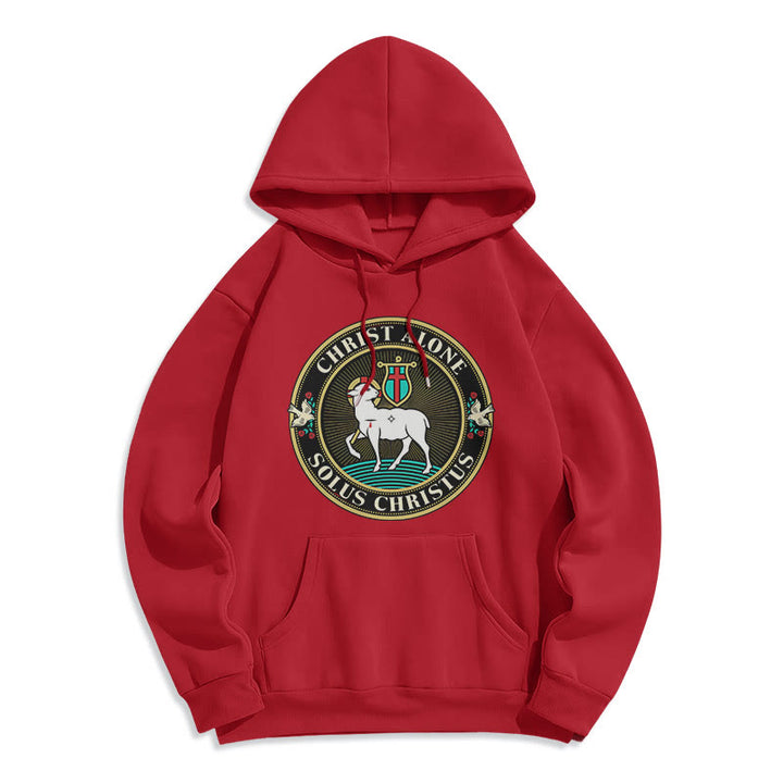 Modern Style Christ Alone Lamb of God Fleece Lined Polyester Hoodie - Red - 2XL - image 35
