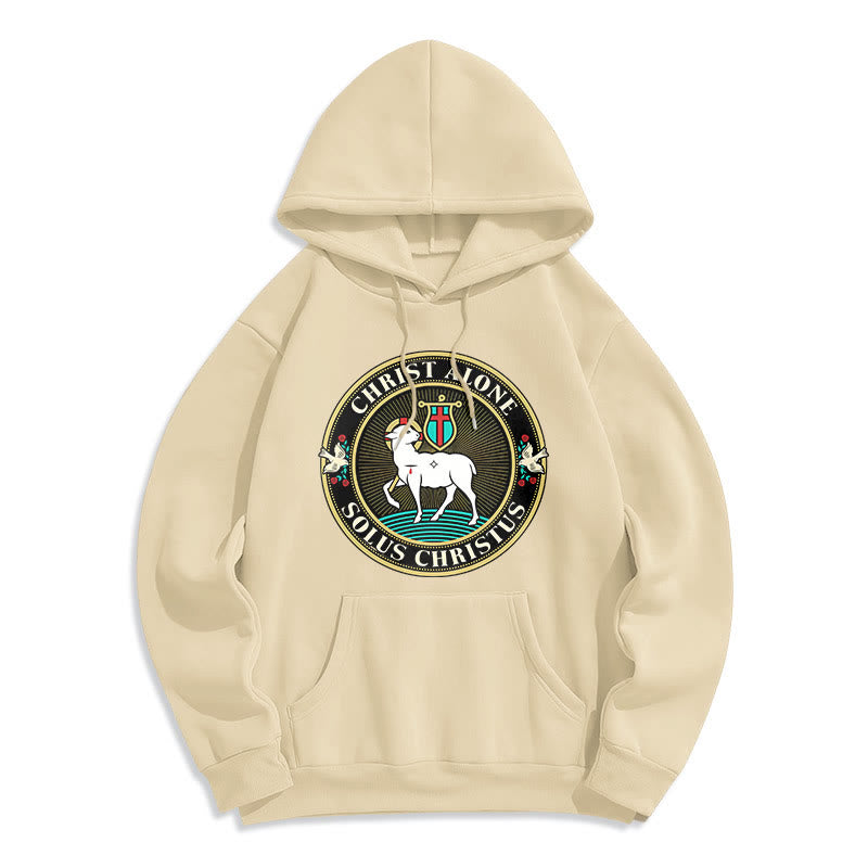 Modern Style Christ Alone Lamb of God Fleece Lined Polyester Hoodie - Beige - 2XL - image 0