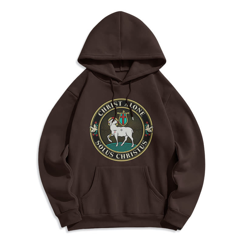 Modern Style Christ Alone Lamb of God Fleece Lined Polyester Hoodie - Brown - 2XL - image 15