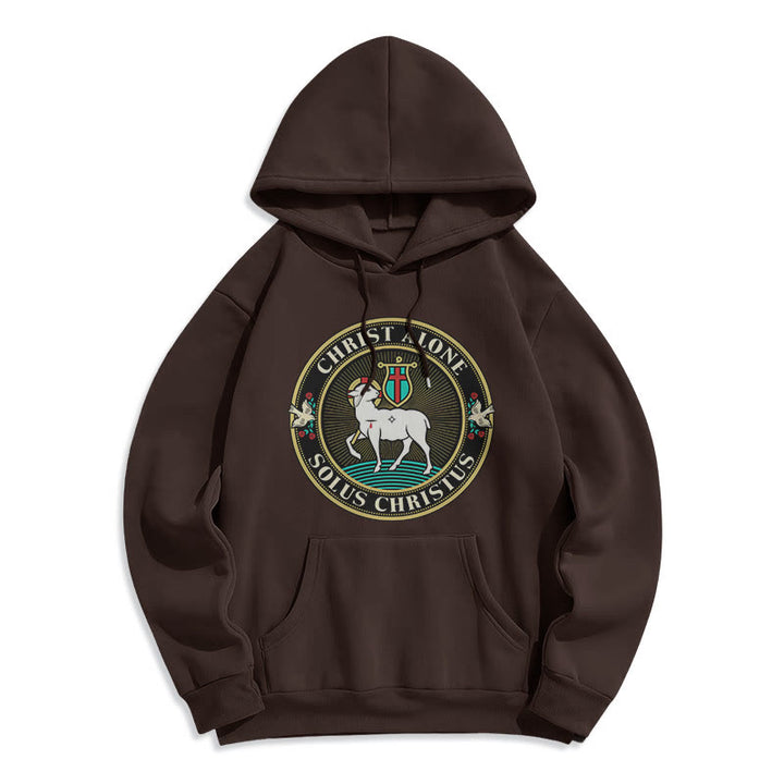Modern Style Christ Alone Lamb of God Fleece Lined Polyester Hoodie - Brown - 2XL - image 15