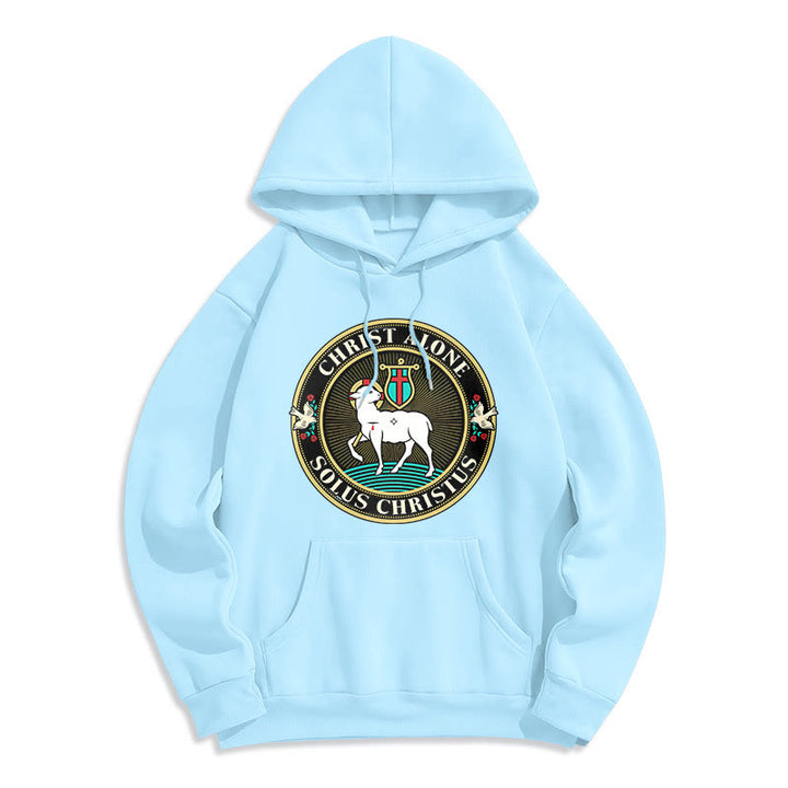 Modern Style Christ Alone Lamb of God Fleece Lined Polyester Hoodie - Blue - 2XL - image 25