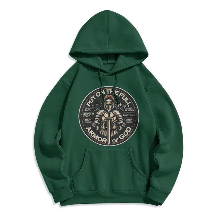 Christianartworkshop Modern Style Put On The Full Armor of God Fleece Lined Polyester Hoodie - Green - 2XL - image 25