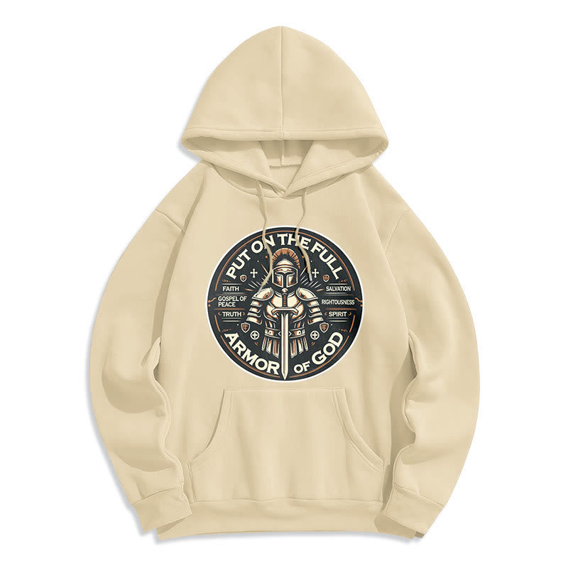 Modern Style Put On The Full Armor of God Fleece Lined Polyester Hoodie - Beige - 2XL - image 15