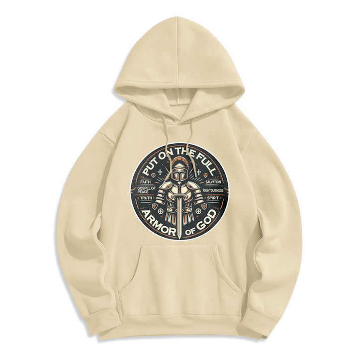 Modern Style Put On The Full Armor of God Fleece Lined Polyester Hoodie - Beige - 2XL - image 15