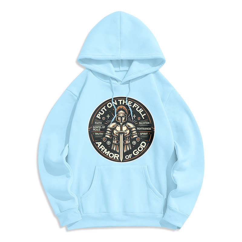 Modern Style Put On The Full Armor of God Fleece Lined Polyester Hoodie - Blue - 2XL - image 30