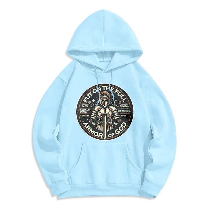 Modern Style Put On The Full Armor of God Fleece Lined Polyester Hoodie - Blue - 2XL - image 30