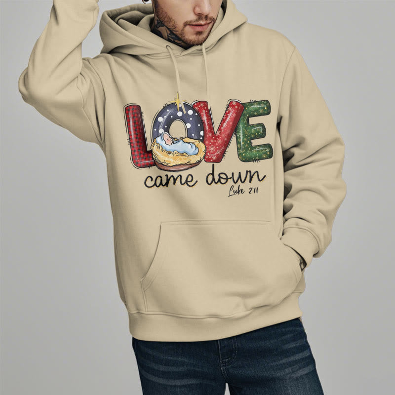Christianartworkshop Colored Style Love Came Down Christmas Fleece Lined Polyester Hoodie - image 1