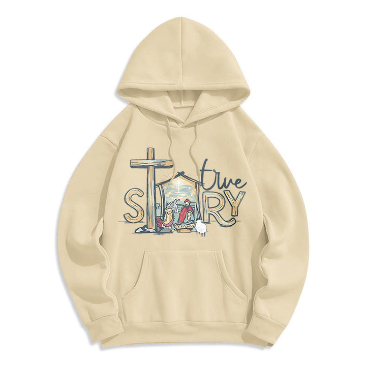 Christianartworkshop Modern Style True Story Nativity Scene Fleece Lined Polyester Hoodie - Beige - 2XL - image 15