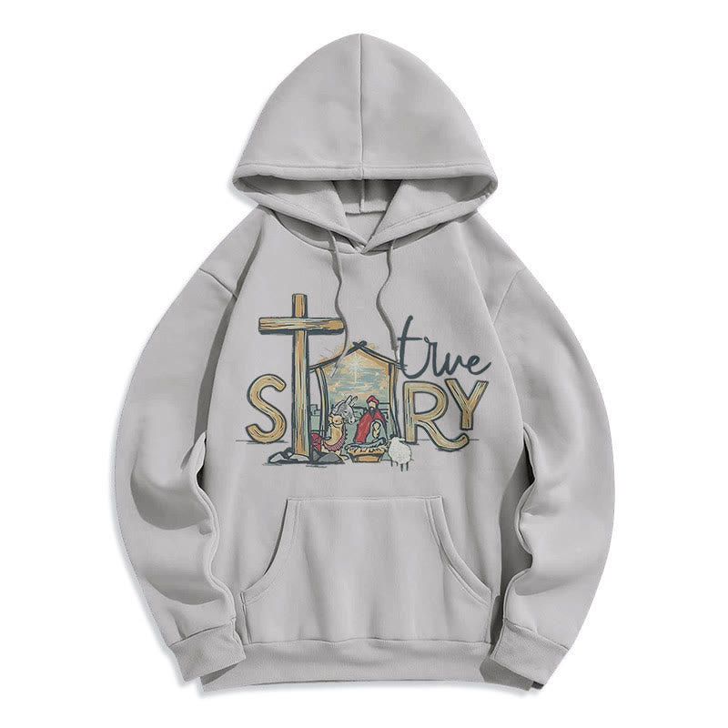 Christianartworkshop Modern Style True Story Nativity Scene Fleece Lined Polyester Hoodie - Grey - 2XL - image 30