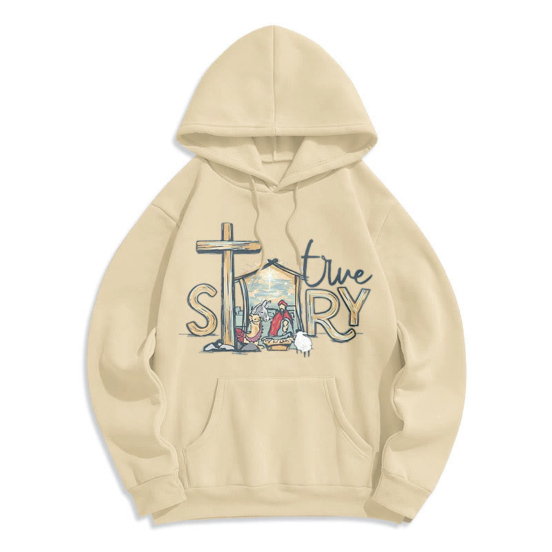 Christianartworkshop Modern Style True Story Nativity Scene Fleece Lined Polyester Hoodie - Beige - 2XL - image 15
