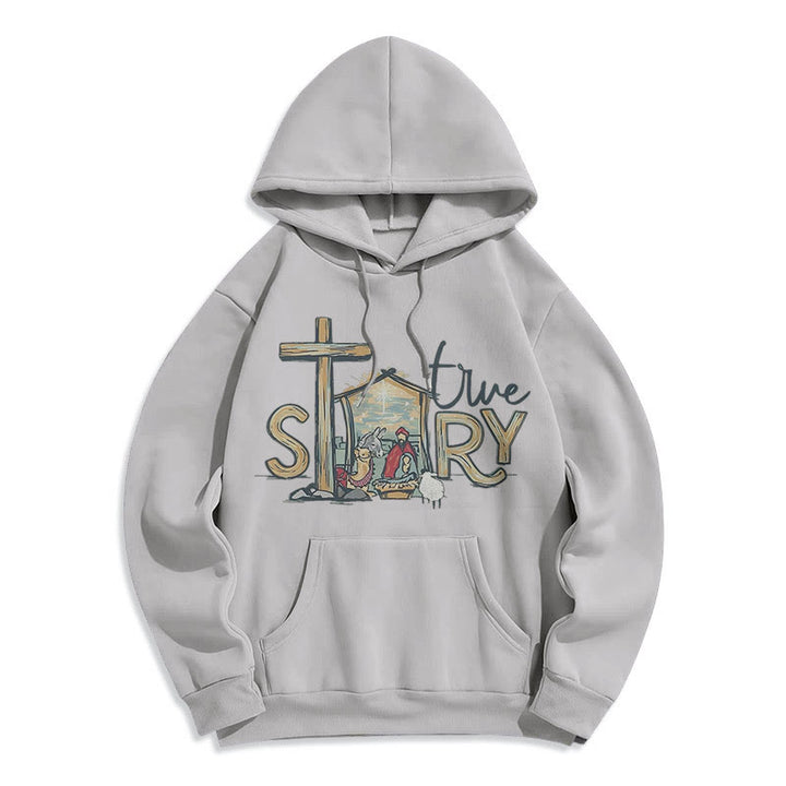 Christianartworkshop Modern Style True Story Nativity Scene Fleece Lined Polyester Hoodie - Grey - 2XL - image 30