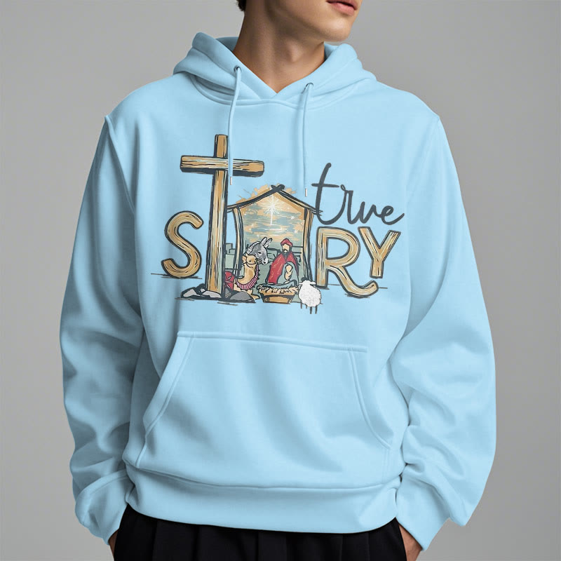Christianartworkshop Modern Style True Story Nativity Scene Fleece Lined Polyester Hoodie - image 1