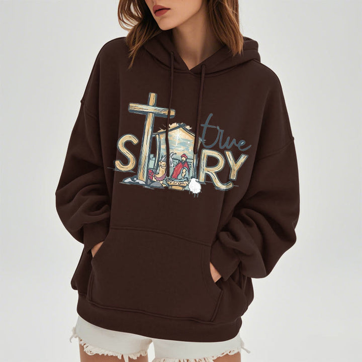 Christianartworkshop Modern Style True Story Nativity Scene Fleece Lined Polyester Hoodie - image 23