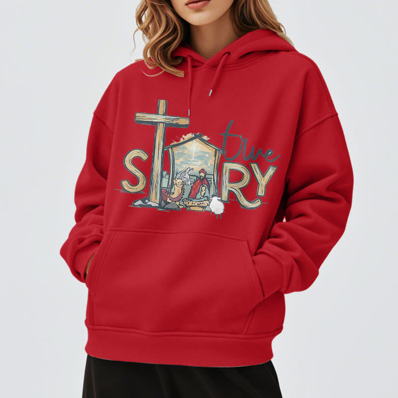 Christianartworkshop Modern Style True Story Nativity Scene Fleece Lined Polyester Hoodie - image 38