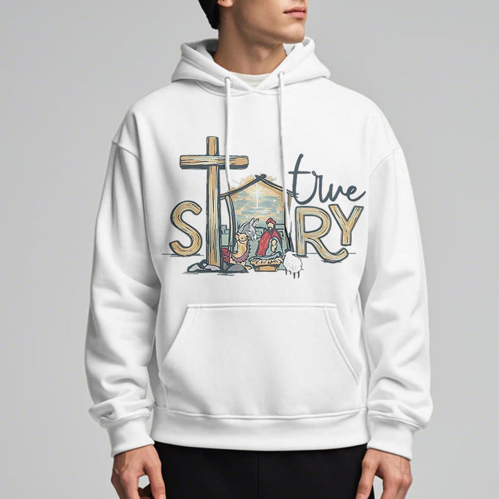 Christianartworkshop Modern Style True Story Nativity Scene Fleece Lined Polyester Hoodie - image 8