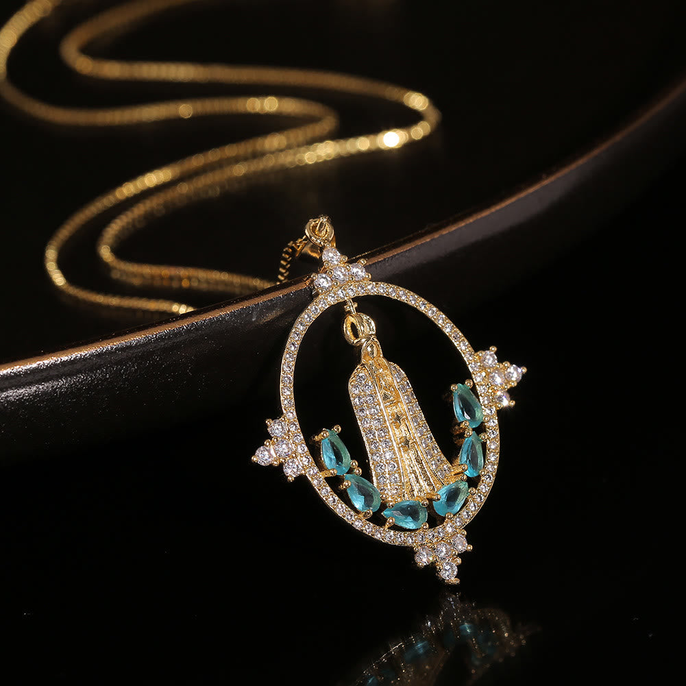Modern Style Our Lady of Fatima Inlaided Devine Blessing Necklace - Our Lady of Fatima - image 0