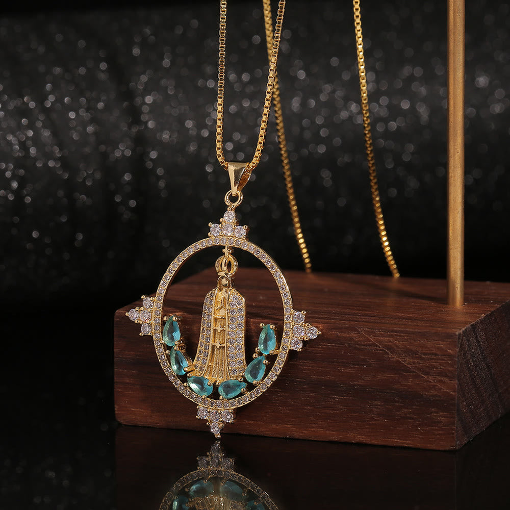 Modern Style Our Lady of Fatima Inlaided Devine Blessing Necklace - image 1
