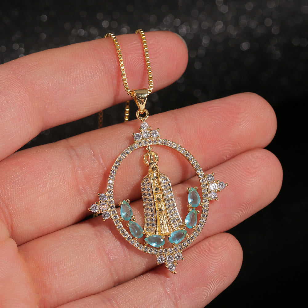 Modern Style Our Lady of Fatima Inlaided Devine Blessing Necklace - image 3
