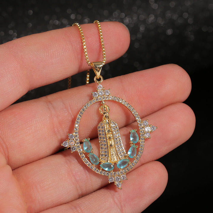 Modern Style Our Lady of Fatima Inlaided Devine Blessing Necklace - image 3