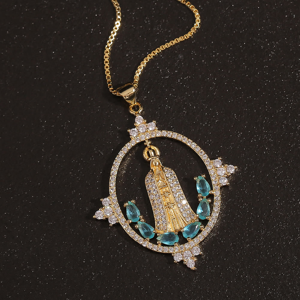 Modern Style Our Lady of Fatima Inlaided Devine Blessing Necklace - image 2