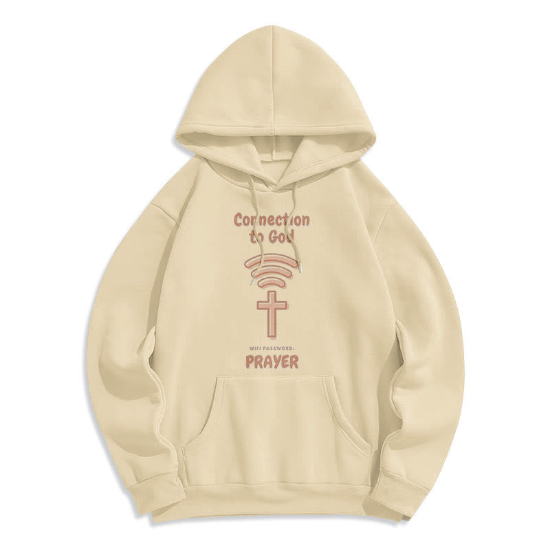 Modern Style Prayer Connection To God Fleece Lined Polyester Hoodie - Beige - 2XL - image 10