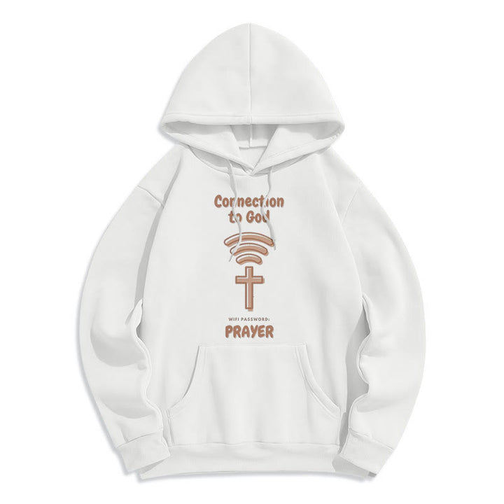 Modern Style Prayer Connection To God Fleece Lined Polyester Hoodie - White - 2XL - image 5