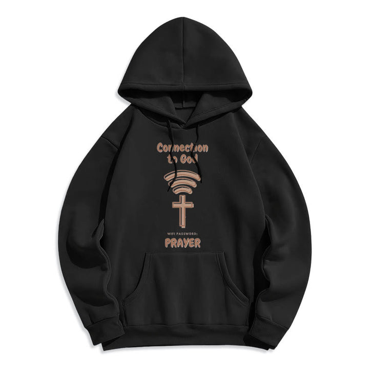 Modern Style Prayer Connection To God Fleece Lined Polyester Hoodie - Black - 2XL - image 0