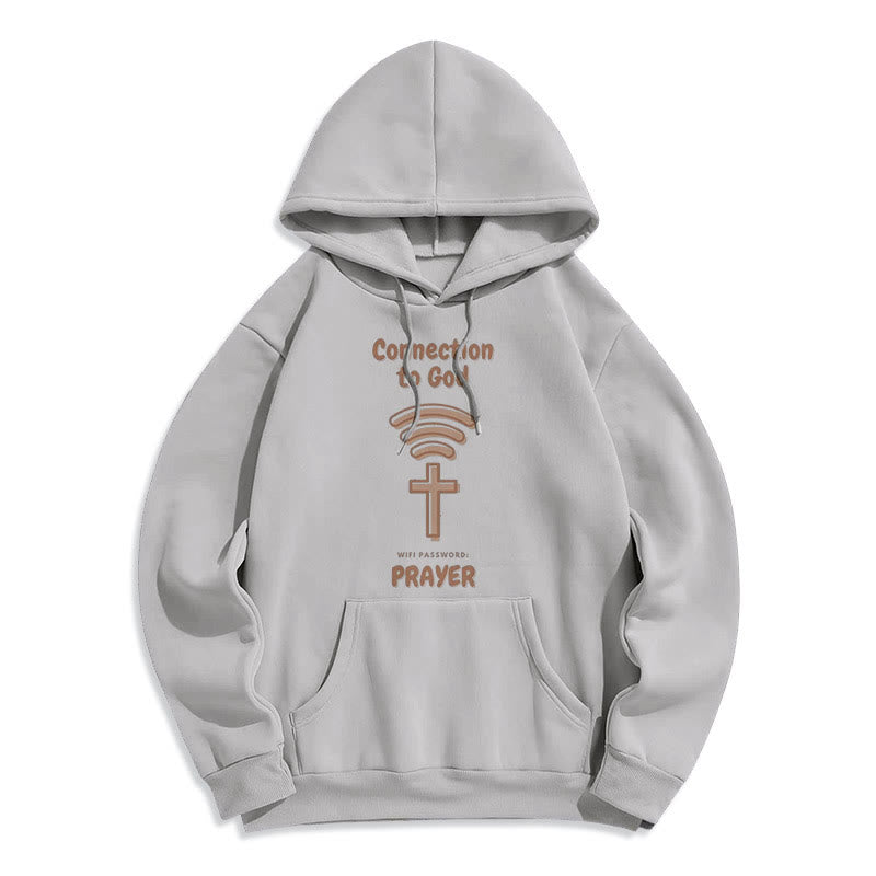 Modern Style Prayer Connection To God Fleece Lined Polyester Hoodie