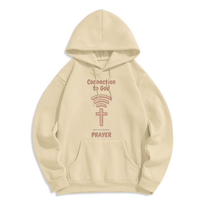 Modern Style Prayer Connection To God Fleece Lined Polyester Hoodie - Beige - 2XL - image 10
