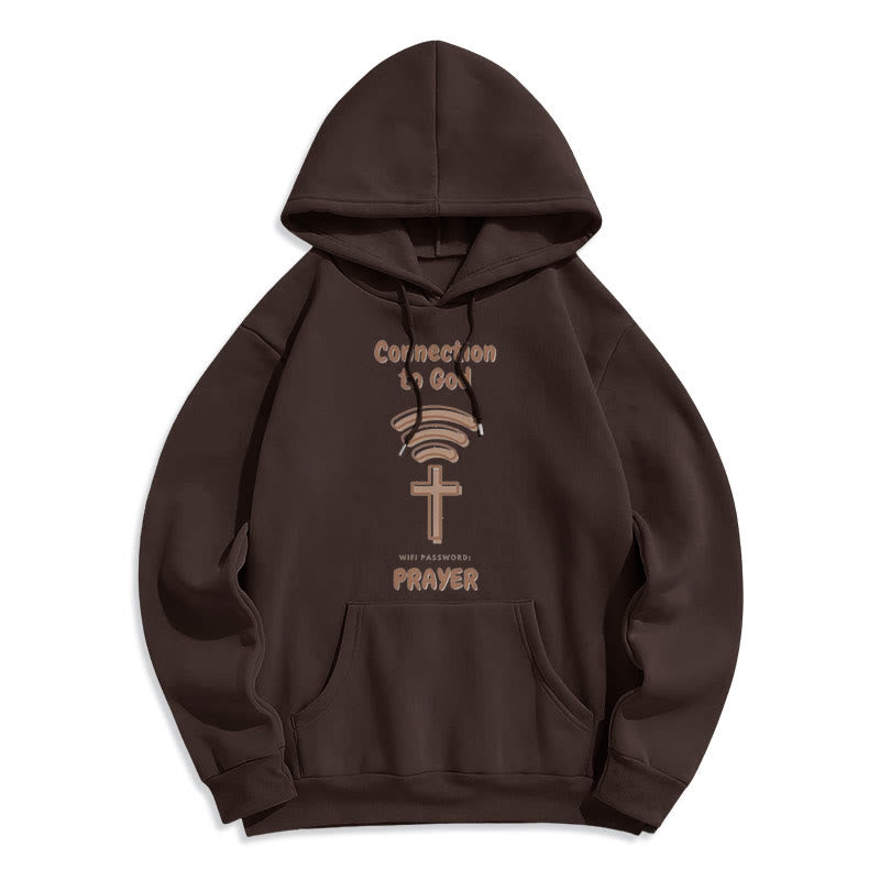 Modern Style Prayer Connection To God Fleece Lined Polyester Hoodie - Brown - 2XL - image 15