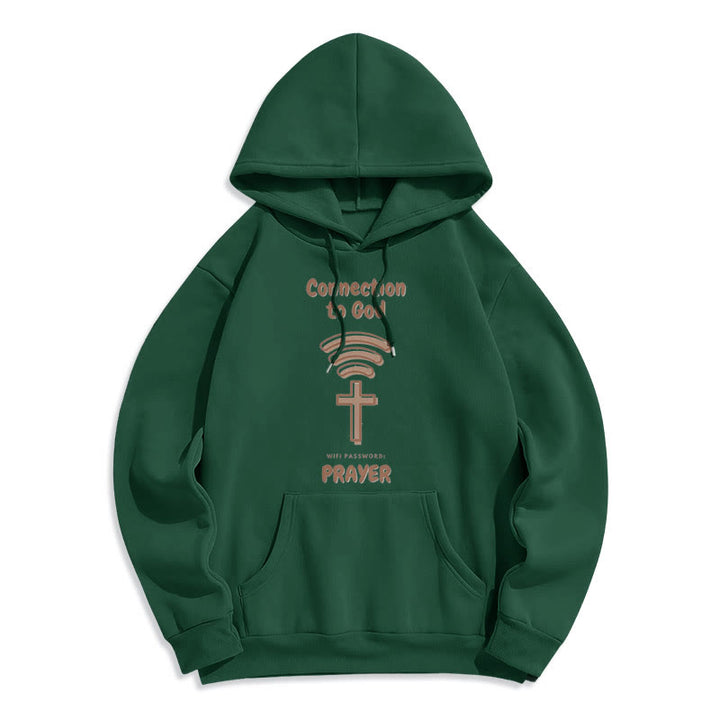 Modern Style Prayer Connection To God Fleece Lined Polyester Hoodie