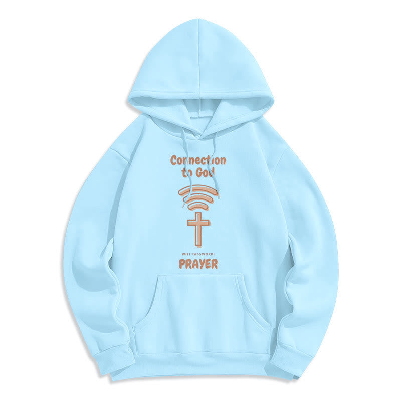 Modern Style Prayer Connection To God Fleece Lined Polyester Hoodie