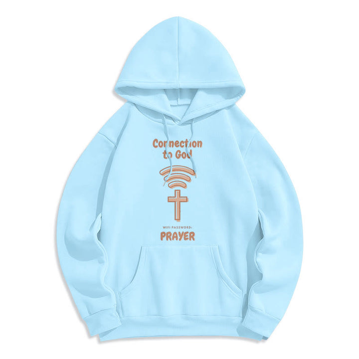 Modern Style Prayer Connection To God Fleece Lined Polyester Hoodie