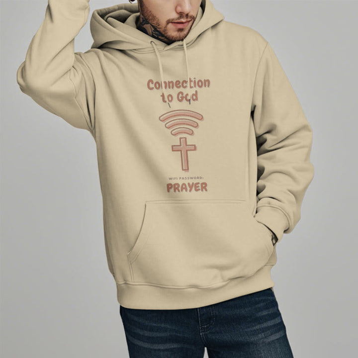 Modern Style Prayer Connection To God Fleece Lined Polyester Hoodie
