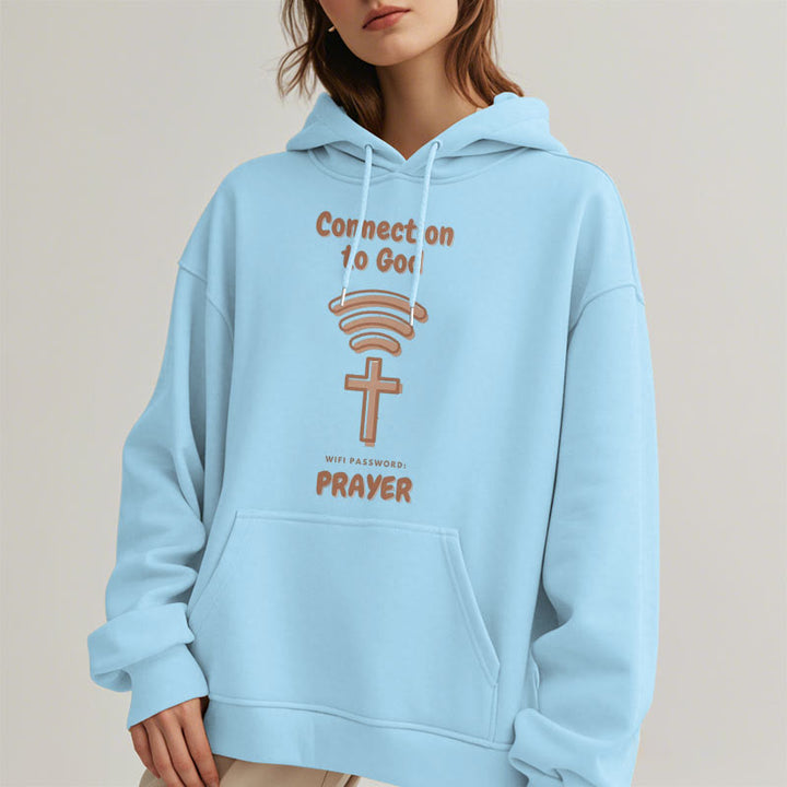 Modern Style Prayer Connection To God Fleece Lined Polyester Hoodie