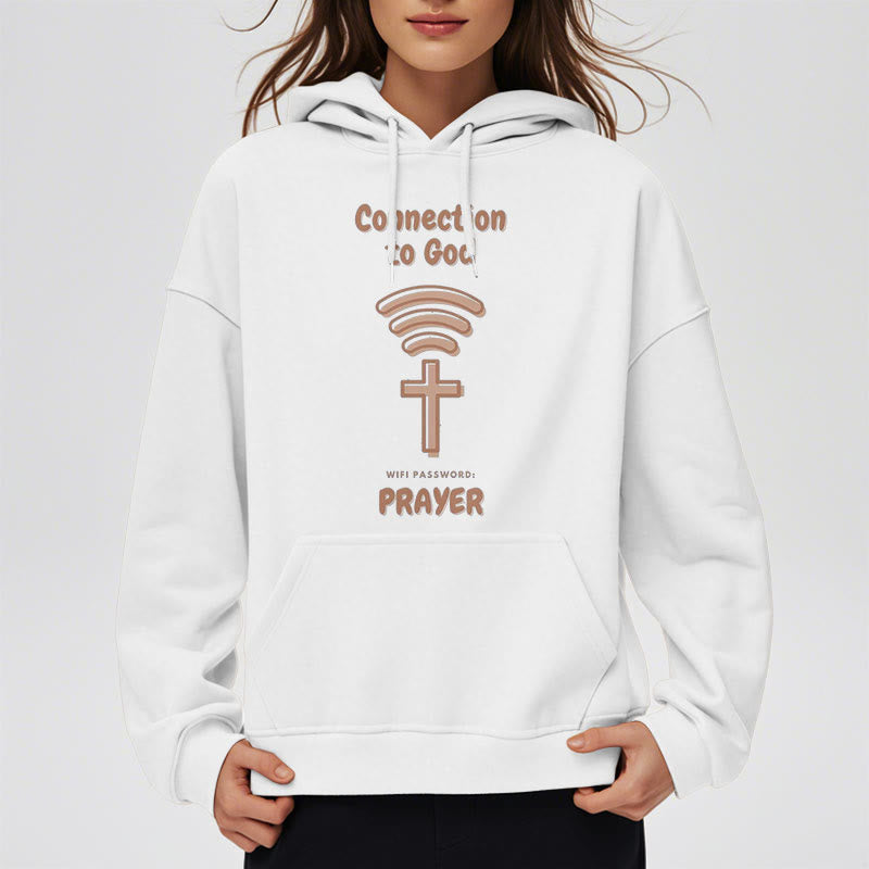Modern Style Prayer Connection To God Fleece Lined Polyester Hoodie