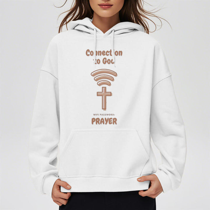 Modern Style Prayer Connection To God Fleece Lined Polyester Hoodie