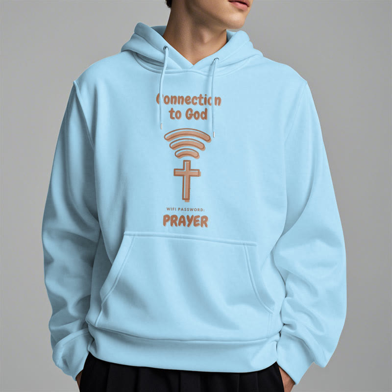 Modern Style Prayer Connection To God Fleece Lined Polyester Hoodie