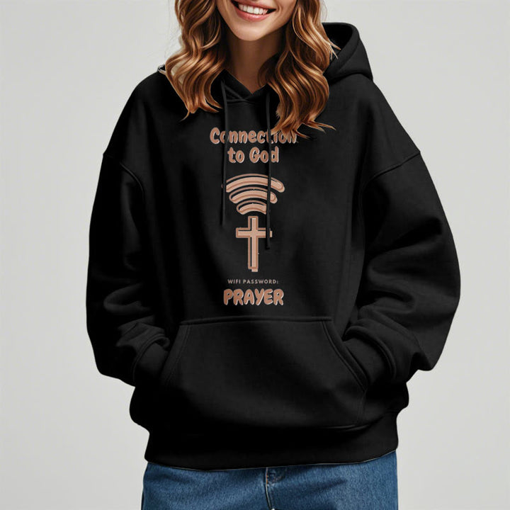 Modern Style Prayer Connection To God Fleece Lined Polyester Hoodie