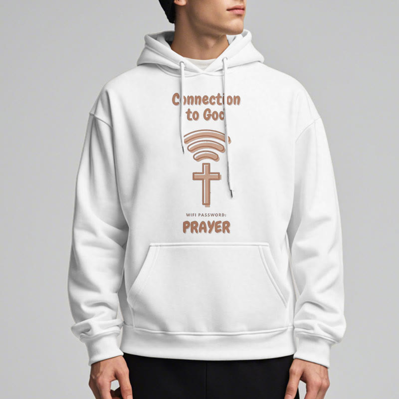 Modern Style Prayer Connection To God Fleece Lined Polyester Hoodie
