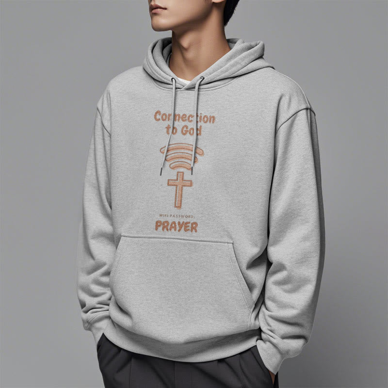 Modern Style Prayer Connection To God Fleece Lined Polyester Hoodie