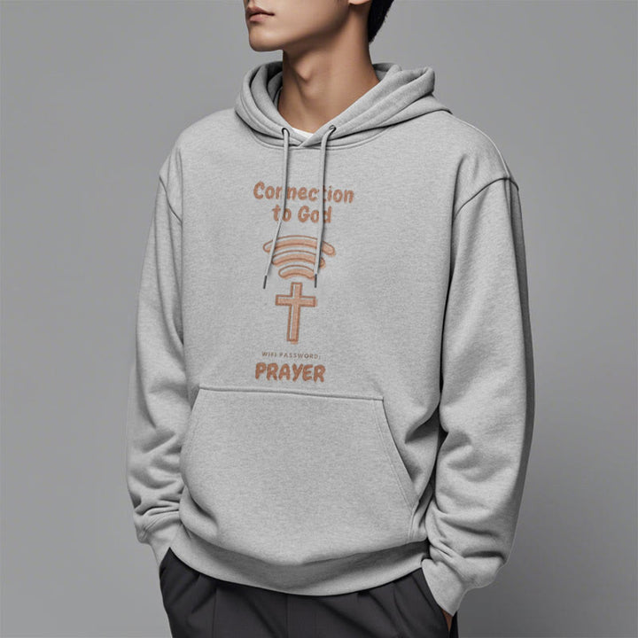 Modern Style Prayer Connection To God Fleece Lined Polyester Hoodie