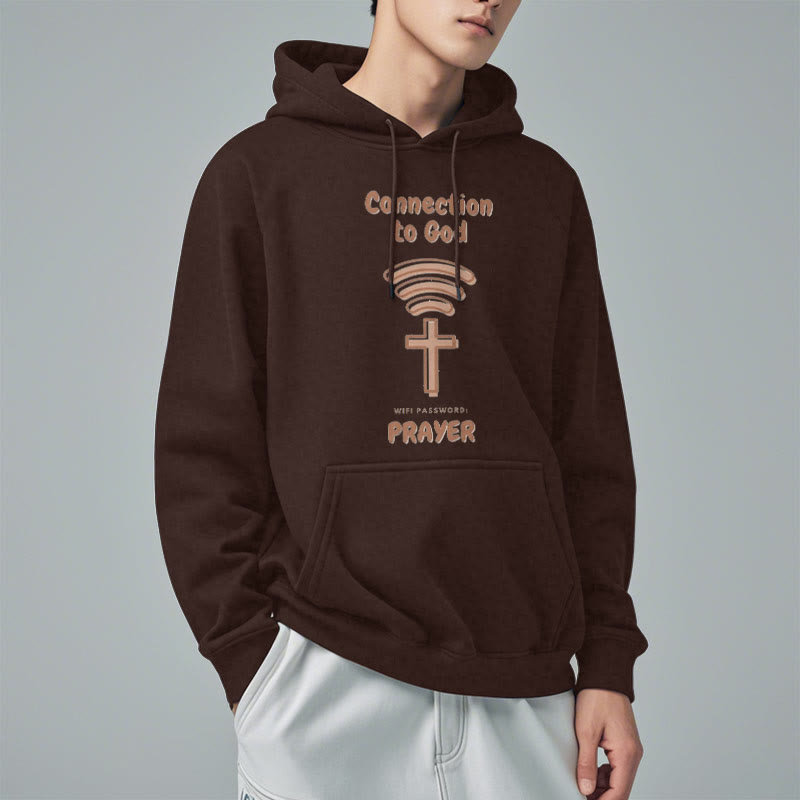 Modern Style Prayer Connection To God Fleece Lined Polyester Hoodie
